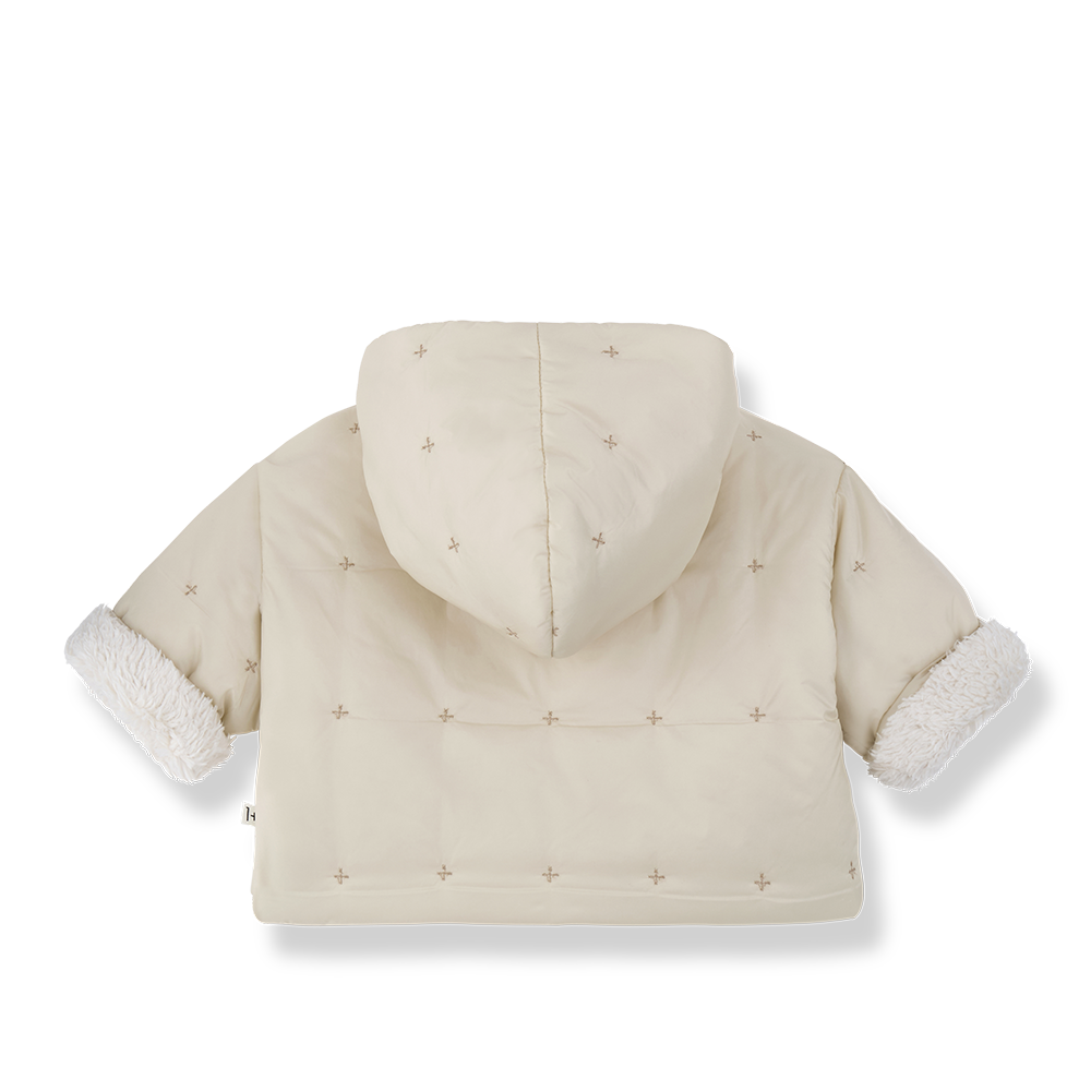jacket padded embroidered wrap sherpa interior - ecru