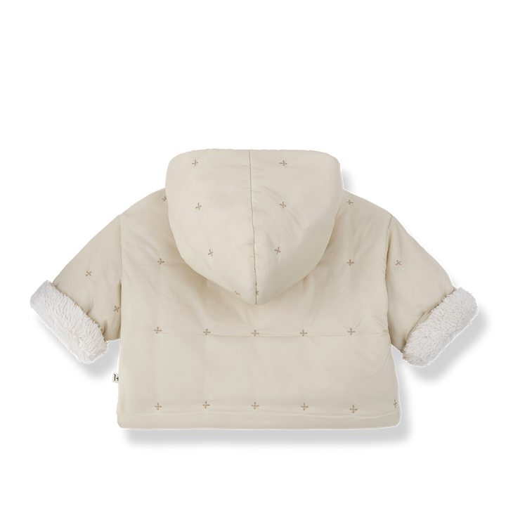 jacket padded embroidered wrap sherpa interior - ecru