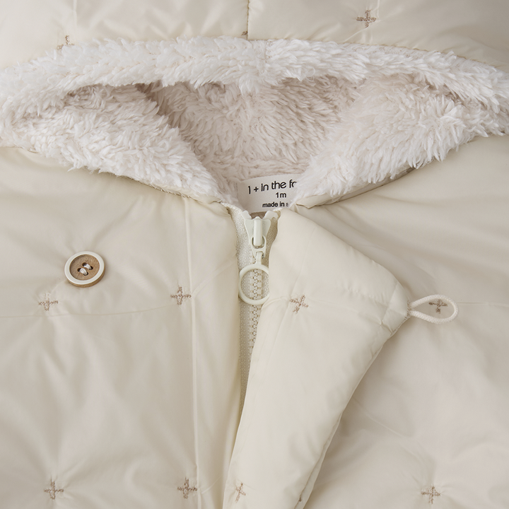 jacket padded embroidered wrap sherpa interior - ecru