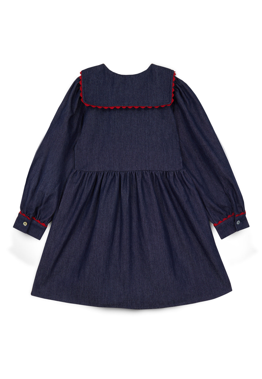 dress scalloped edge denim henley - dark blue