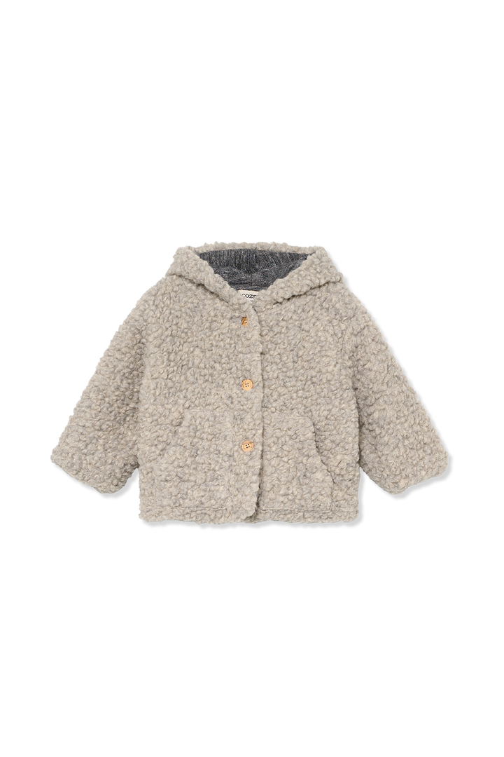 jacket sherpa with hood - grey