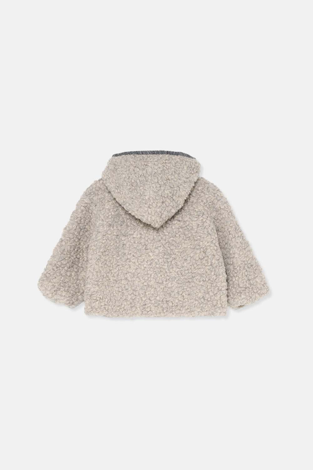 jacket sherpa with hood - grey