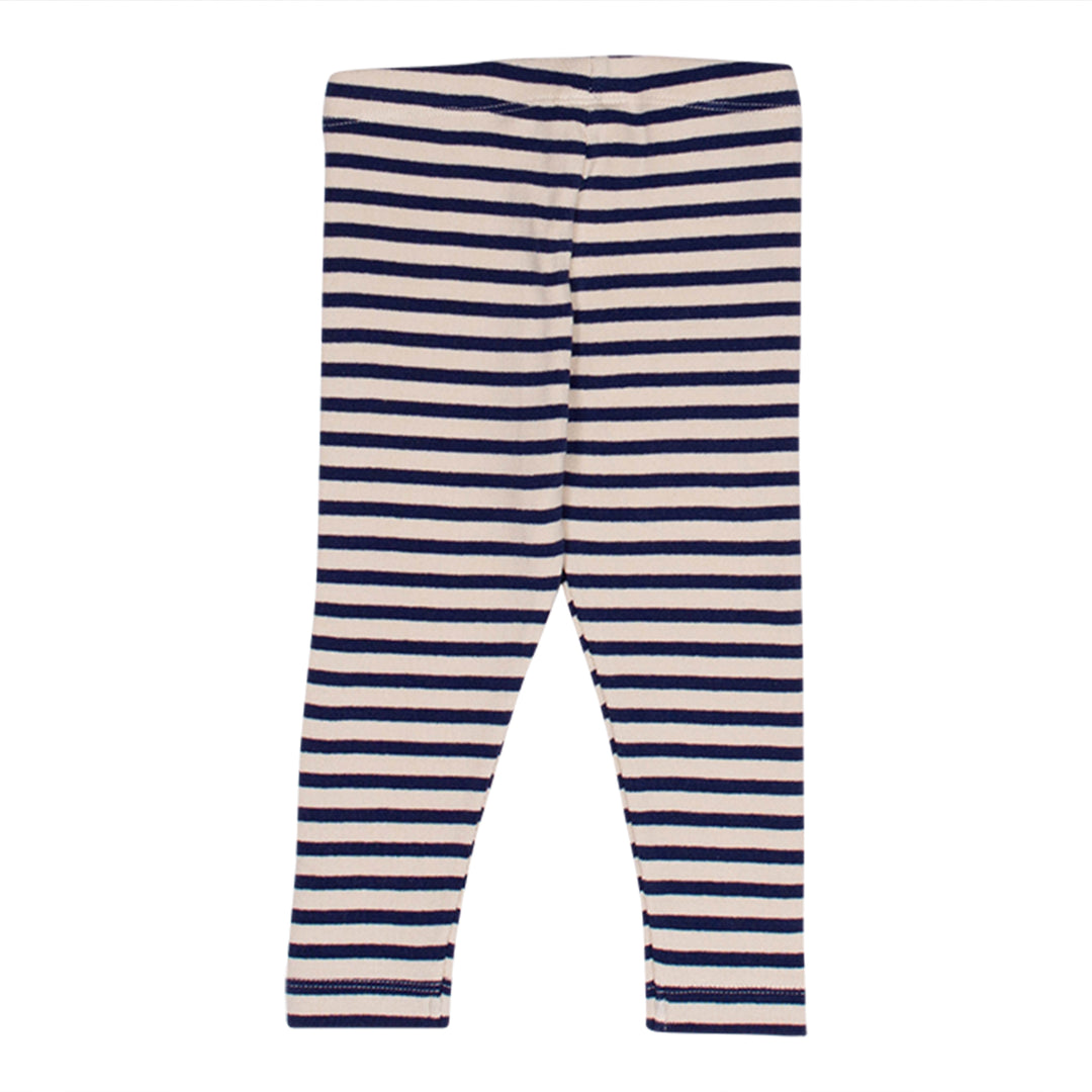 set knit stripe top and legging - navy/ecru