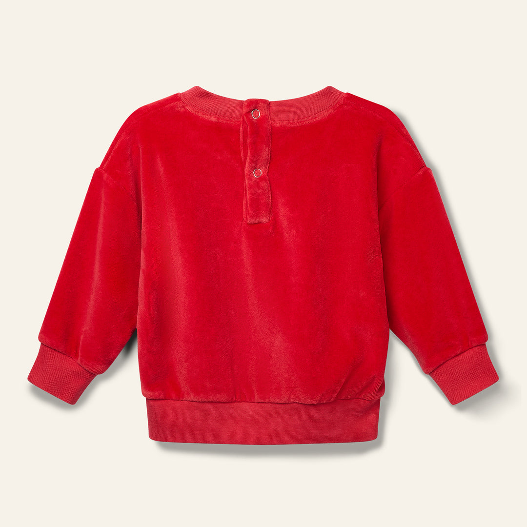 top l/s velour logo sweatshirt - ladybird red