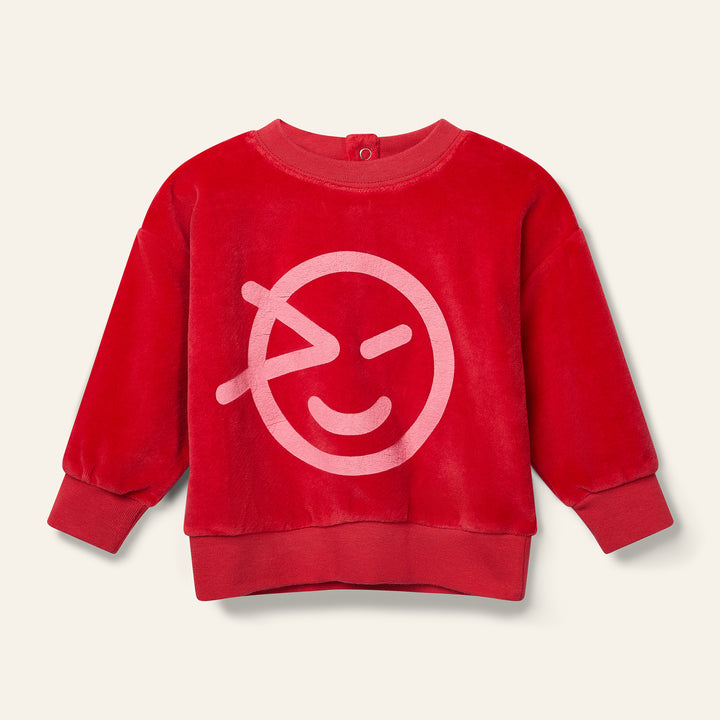 top l/s velour logo sweatshirt - ladybird red