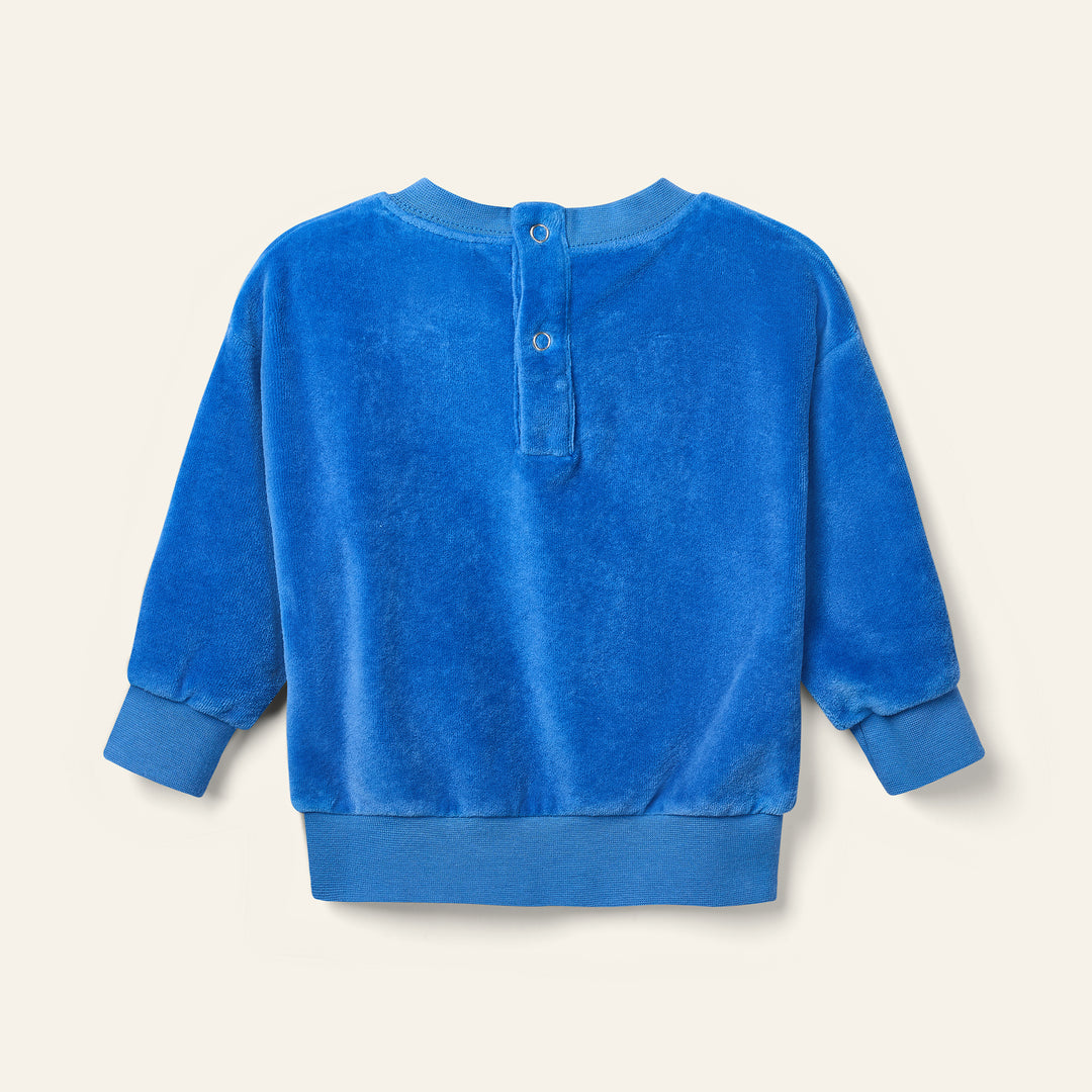 top l/s velour logo sweatshirt - true blue