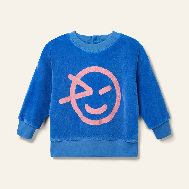 top l/s velour logo sweatshirt - true blue