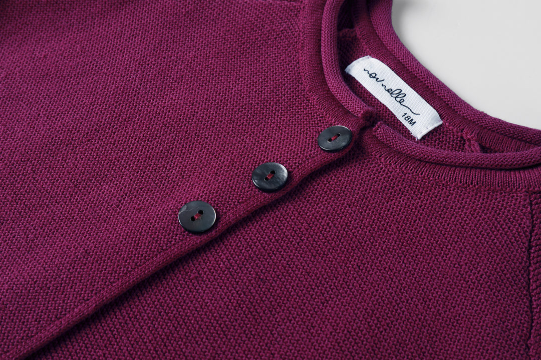 top l/s knit cardigan - magenta