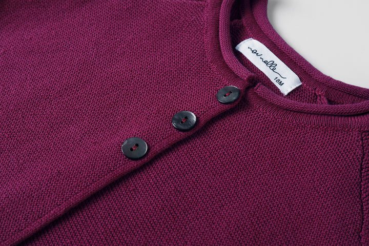 top l/s knit cardigan - magenta