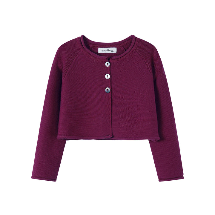 top l/s knit cardigan - magenta