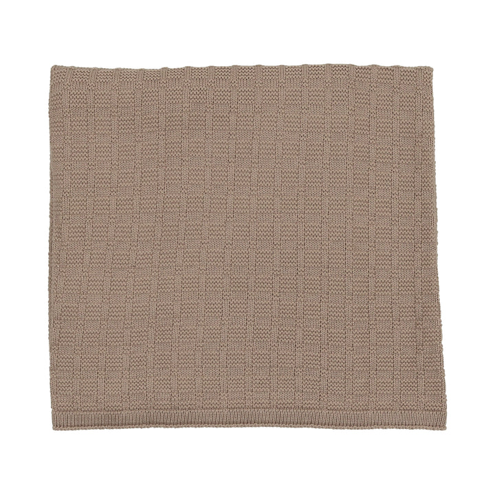 set knit mini tiles 2 piece with bonnet and blanket - taupe