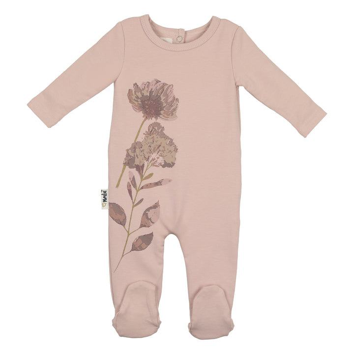 set footie water color print with bonnet and blanket - mauve