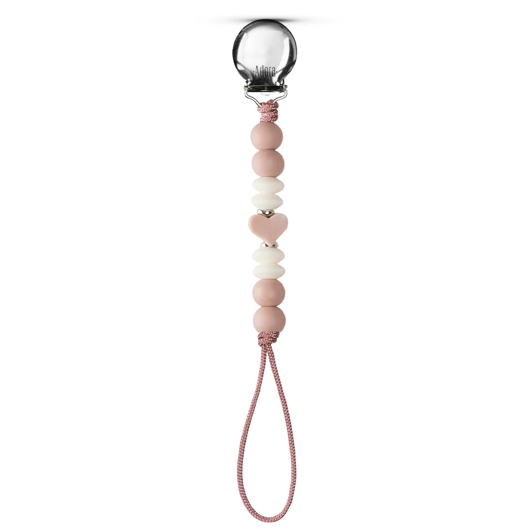 pacifier clip - mauve heart