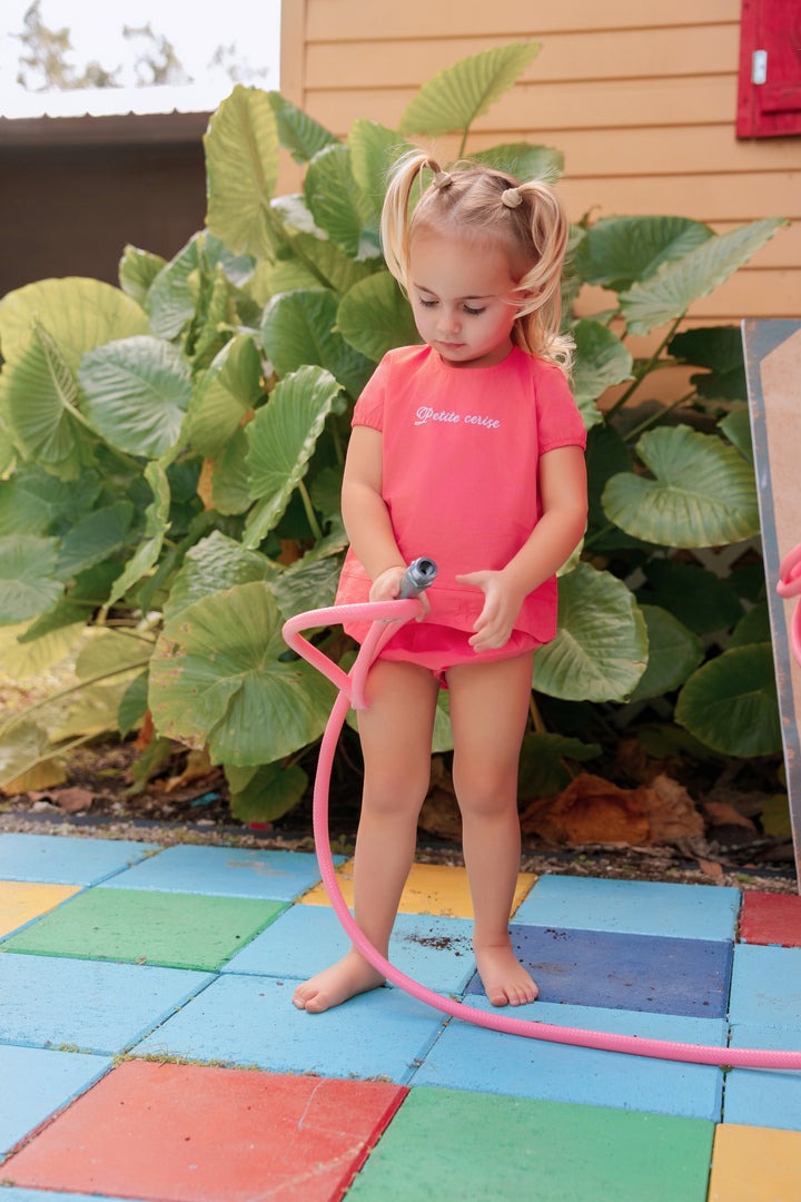 set outfit petite cerise shirt and bloomers - coral