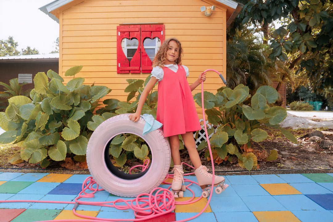 dress petit cerise panel jumper - coral