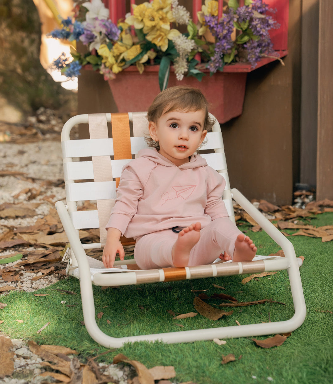 set outfit paper plane hoodie and pants - pale pink