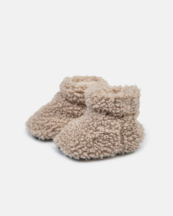 shoes baby teddy booties  - oatmeal