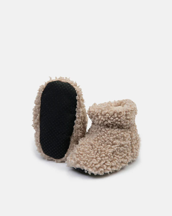 shoes baby teddy booties  - oatmeal