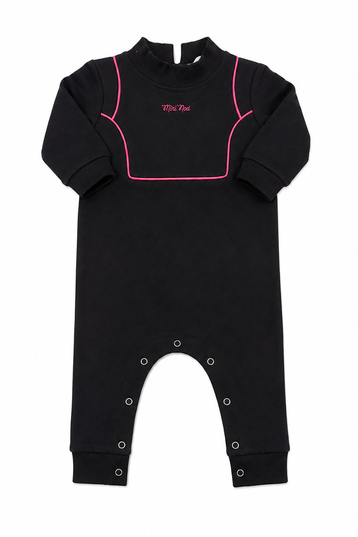 one piece french terry piping - black