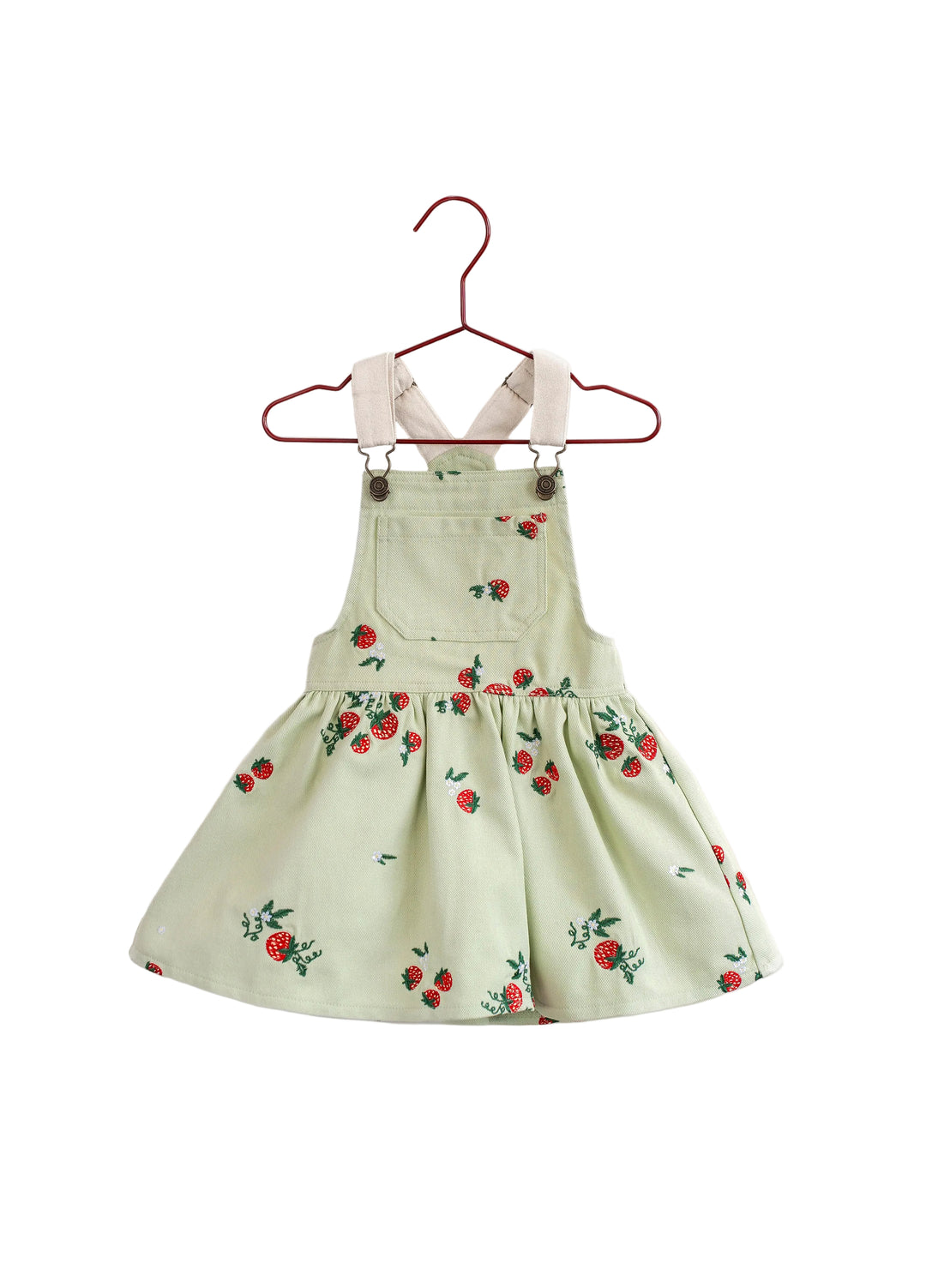 dress canvas strawberry embroidered jumper - mint Lily and Todd dress canvas strawberry embroidered jumper - mint Lily and Todd