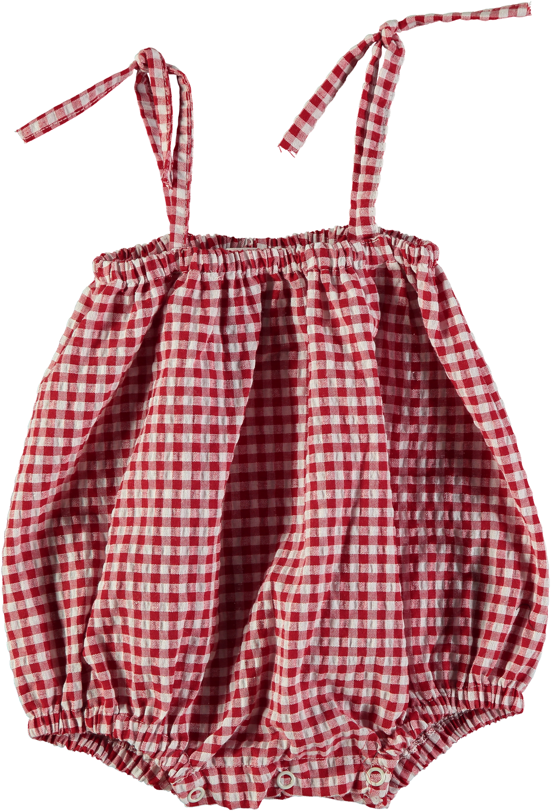 one piece gingham tie strap romper - red