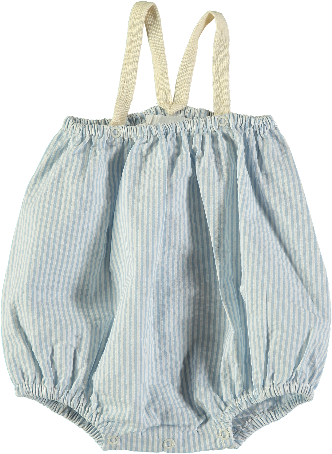 one piece seersucker bubble romper - blue/white