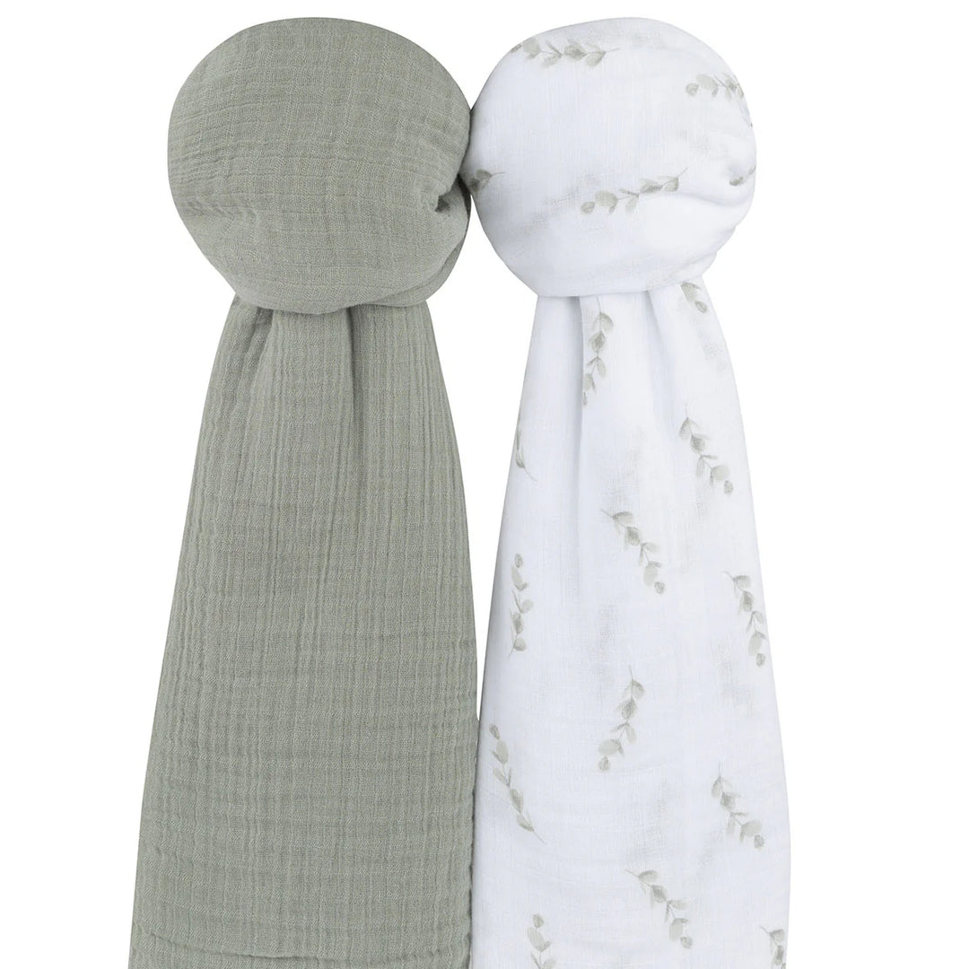 swaddle muslin 2 pack - eucalyptus & solid