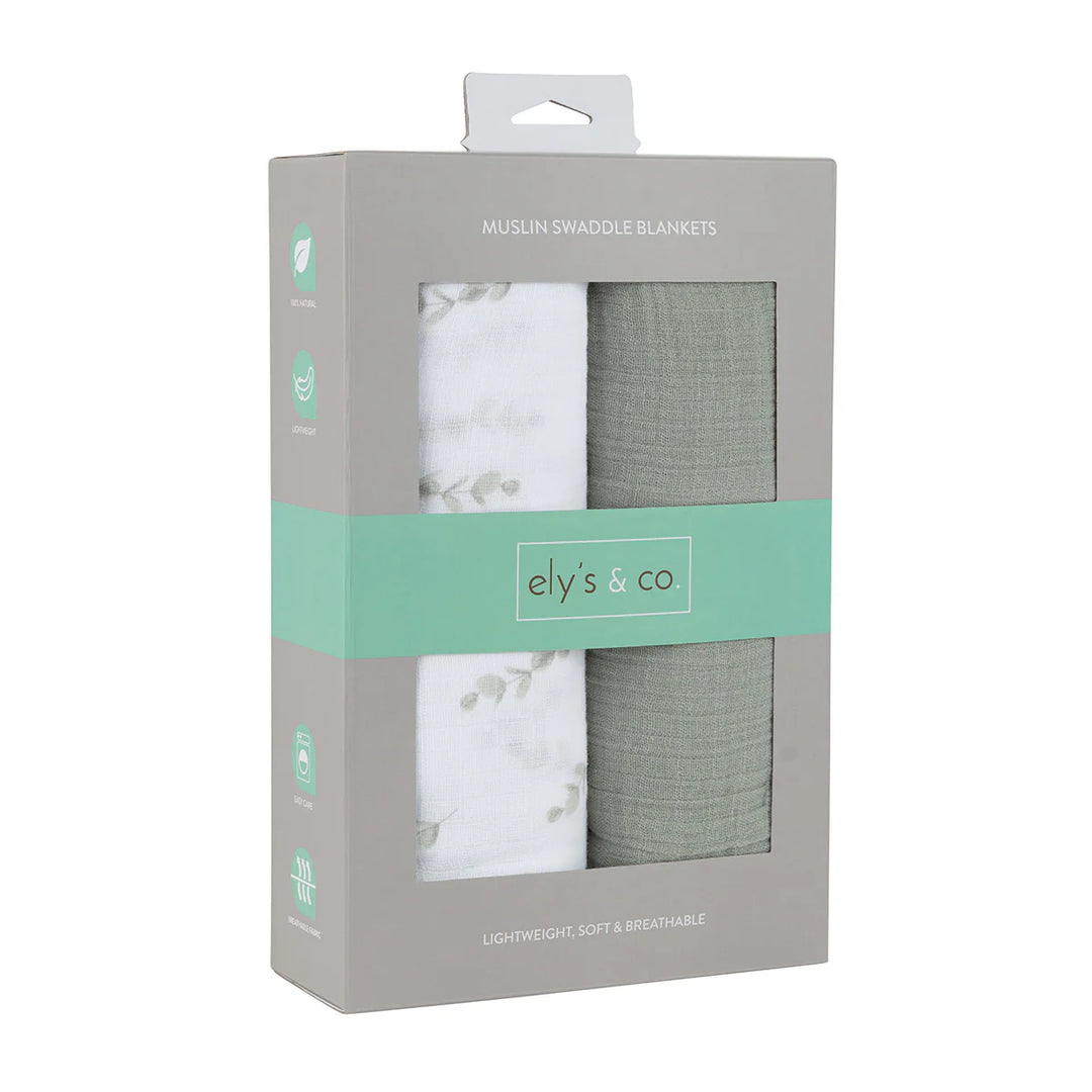 swaddle muslin 2 pack - eucalyptus & solid