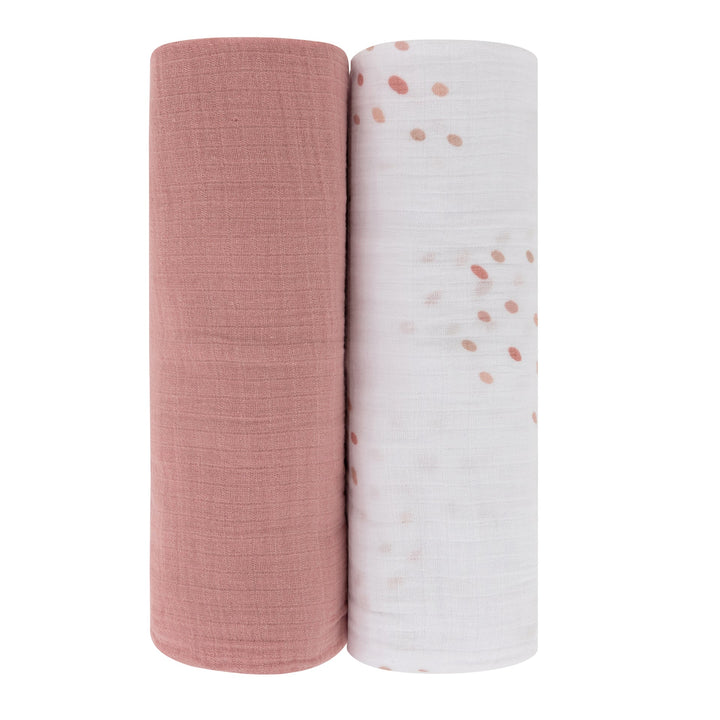 swaddle muslin 2 pack - pink rain drops