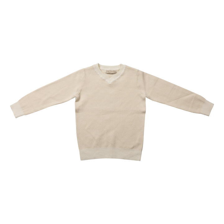 top l/s micro checkered knit sweater - sand-305