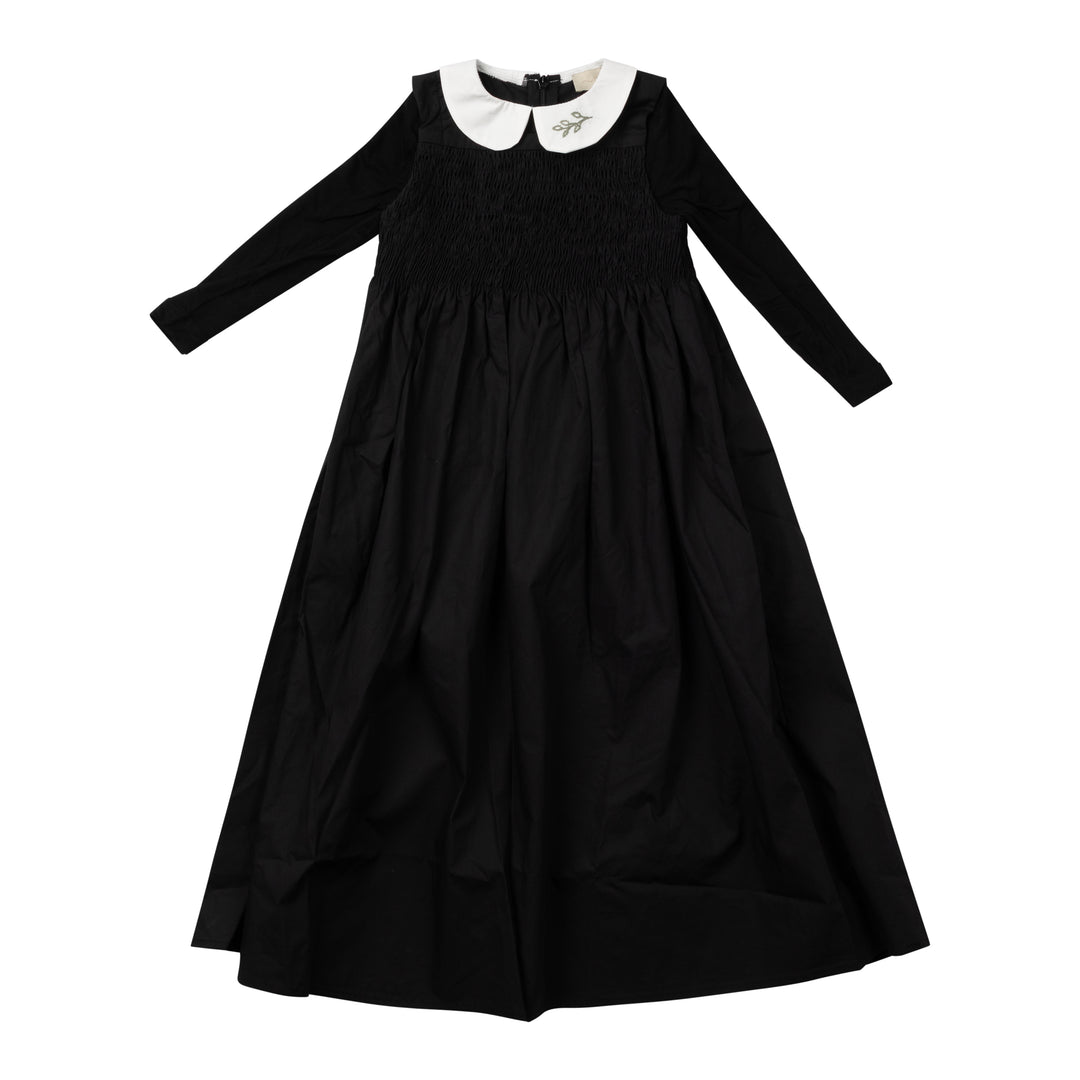 maxi dress smocked with embroidered collar - black-9 Lily and Todd maxi dress smocked with embroidered collar - black-9 Lily and Todd