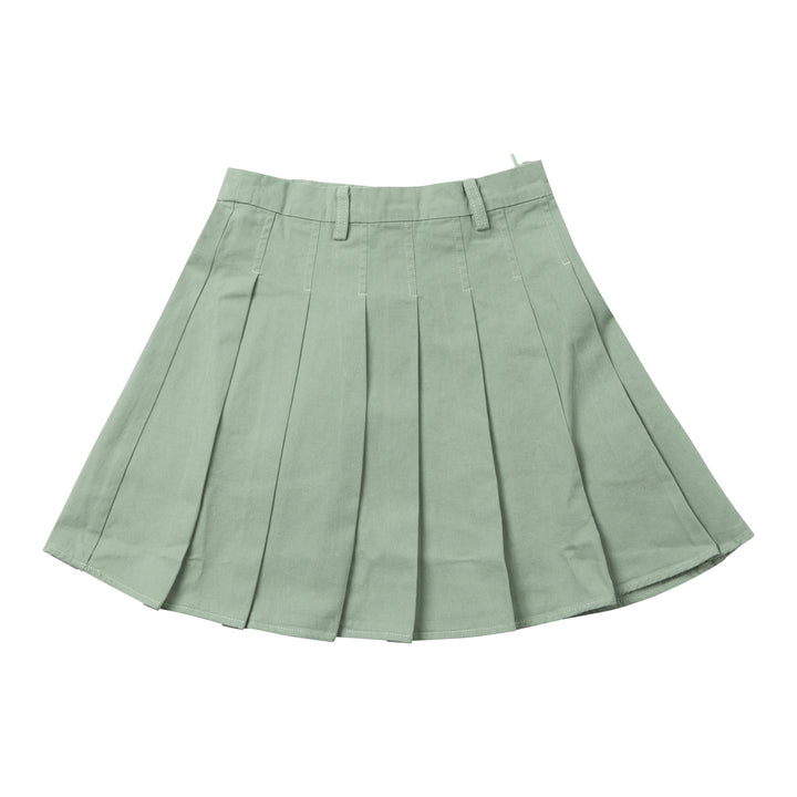 skirt box pleated denim - mint green-104