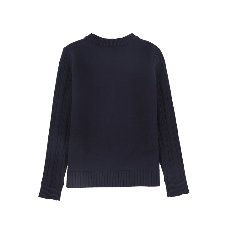 top l/s sweater cable knit sleeves - navy
