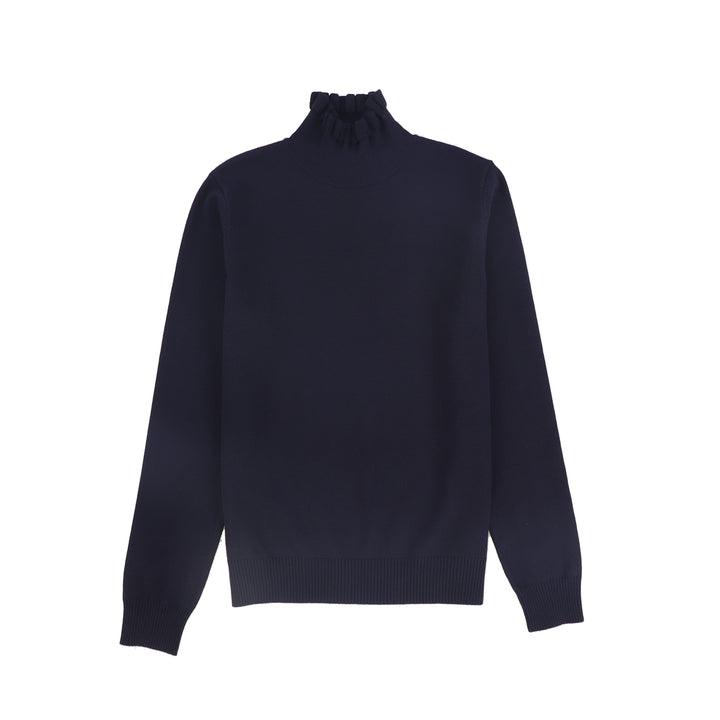 top l/s ruffled turtleneck - navy