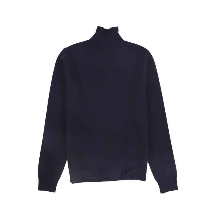 top l/s ruffled turtleneck - navy