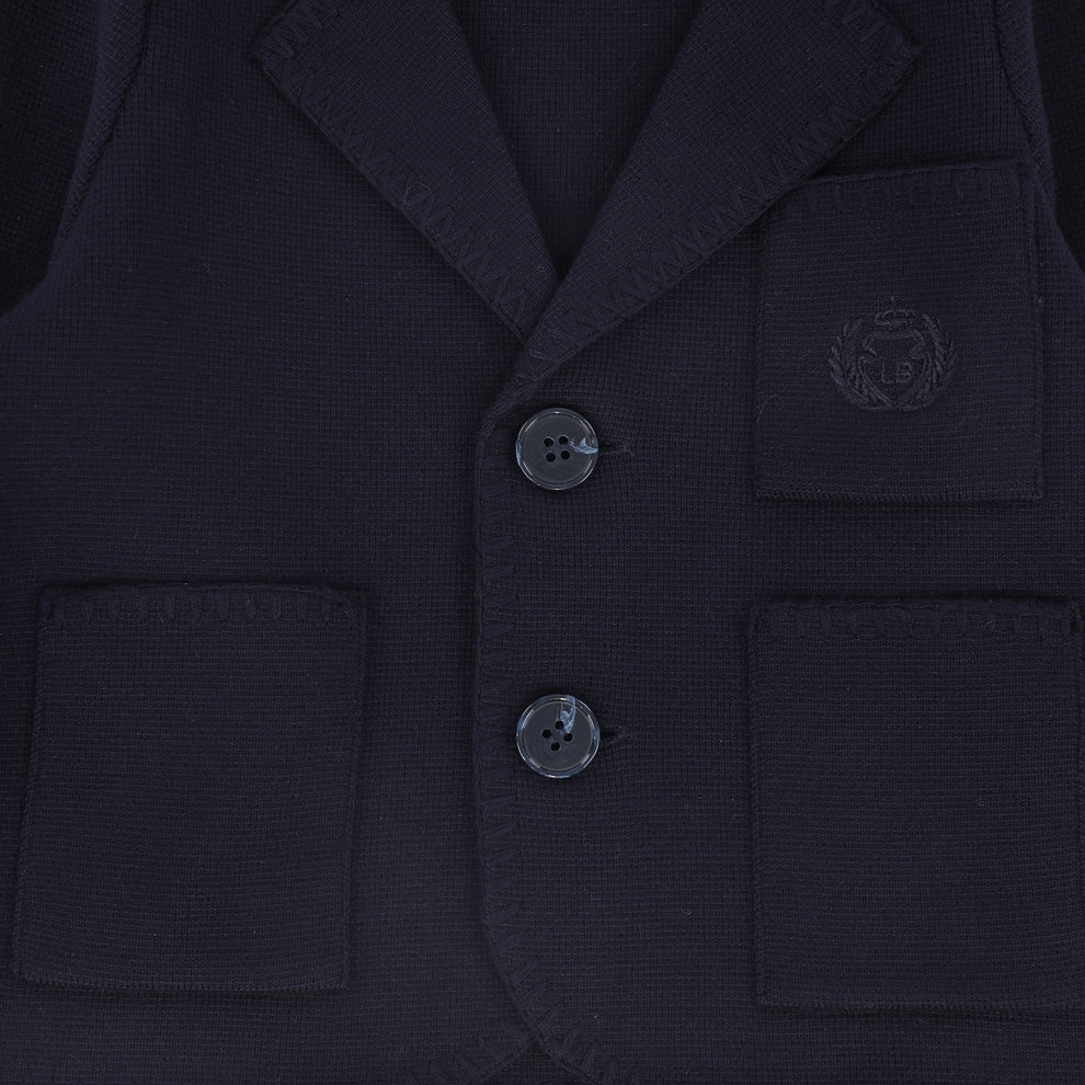 blazer knit with top stitch trim - navy