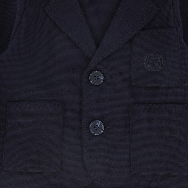 blazer knit with top stitch trim - navy