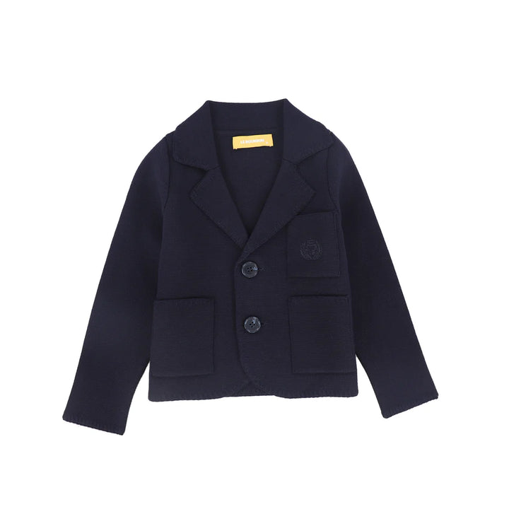 blazer knit with top stitch trim - navy