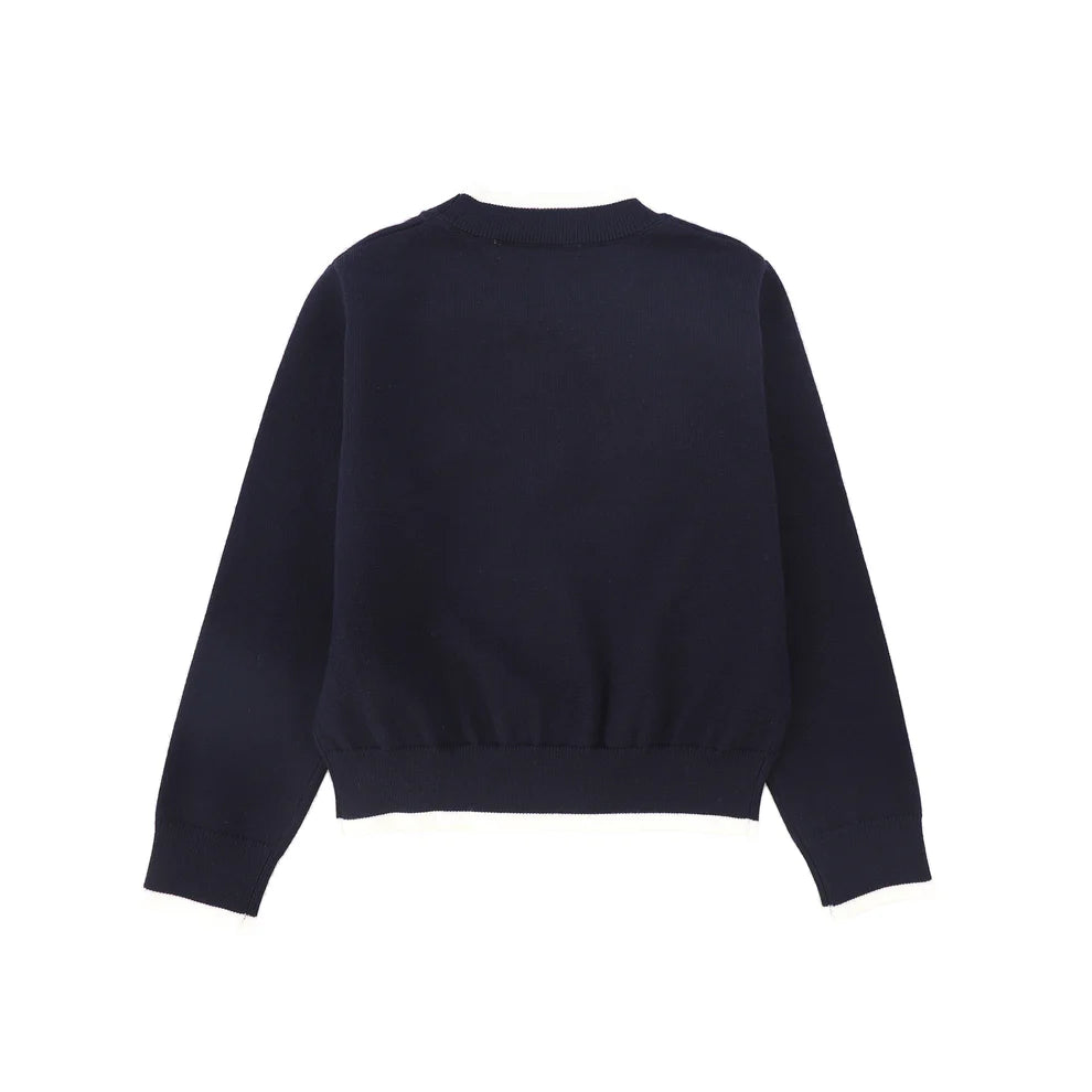 top l/s knit crew neck with crest - navy