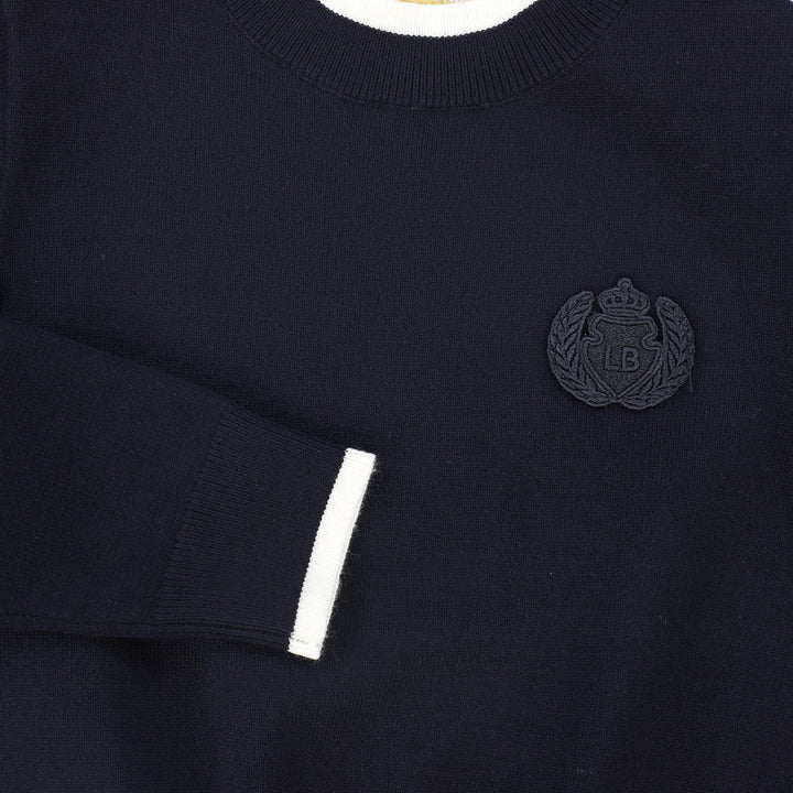 top l/s knit crew neck with crest - navy