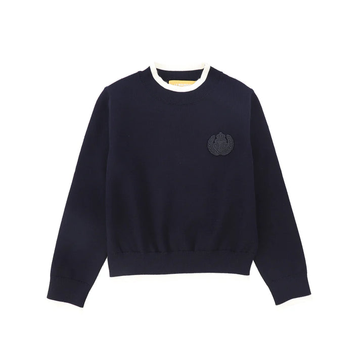 top l/s knit crew neck with crest - navy