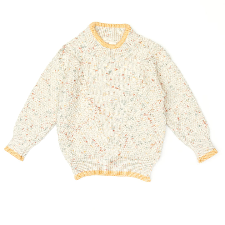 set outfit mix cable knit sweater and pants - natural confetti