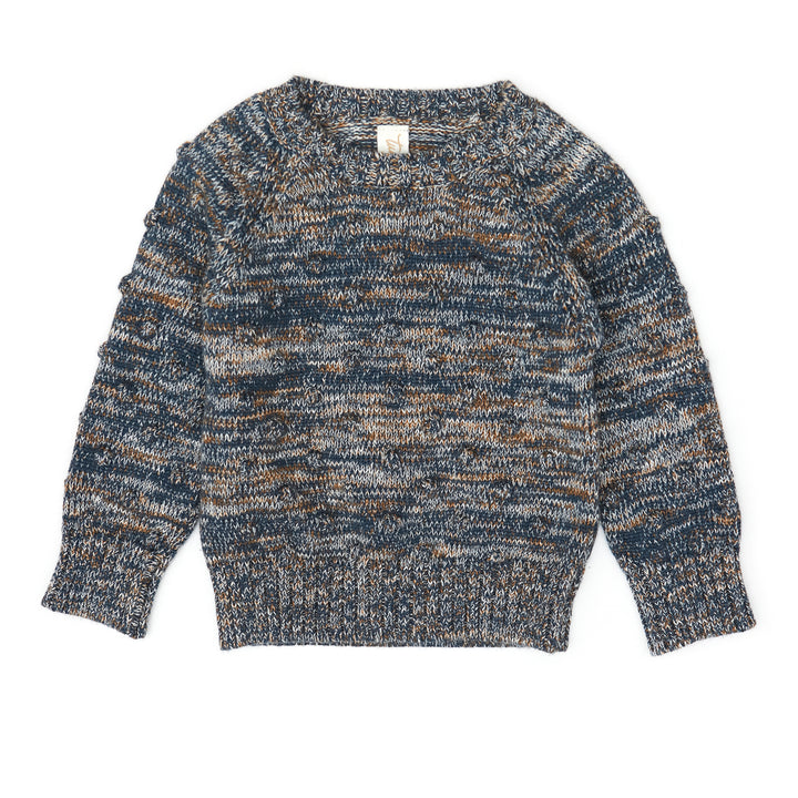 set outfit multi popcorn knit sweater and ribbed leggings - navy marl