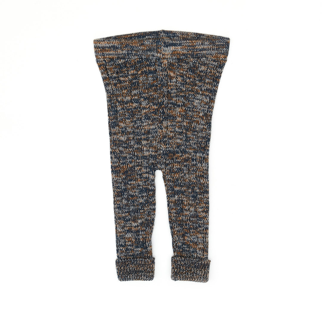 set outfit multi popcorn knit sweater and ribbed leggings - navy marl