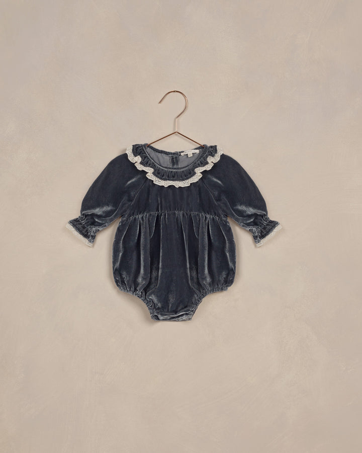 one piece velvet bubble lace trim collar - midnight