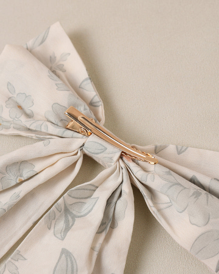 clip english rose print bow - ivory