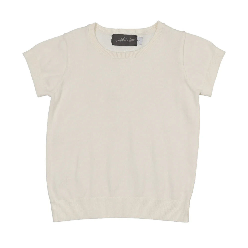 set outfit knit top and overalls - cream