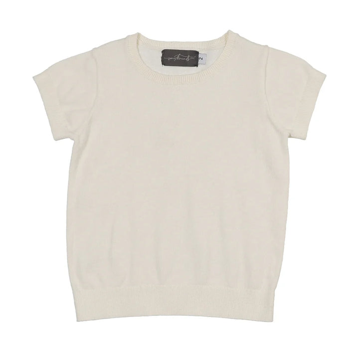 set outfit knit top and overalls - cream