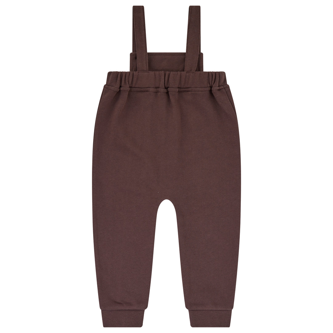 set outfit printed mockneck and overalls - brown