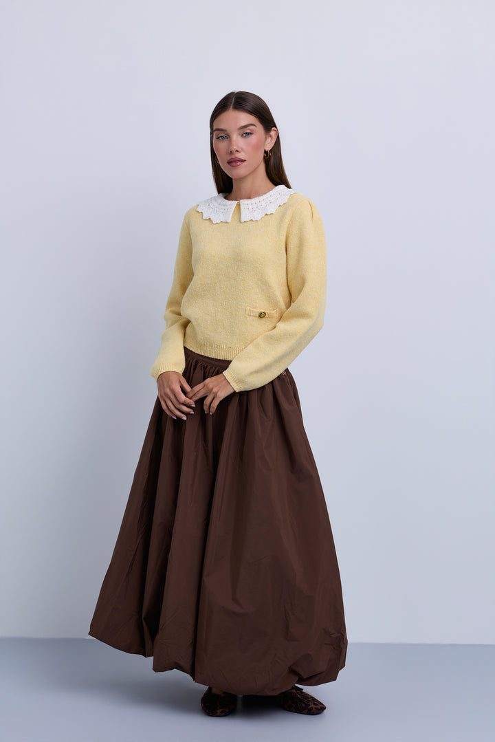 skirt maxi taffeta - brown